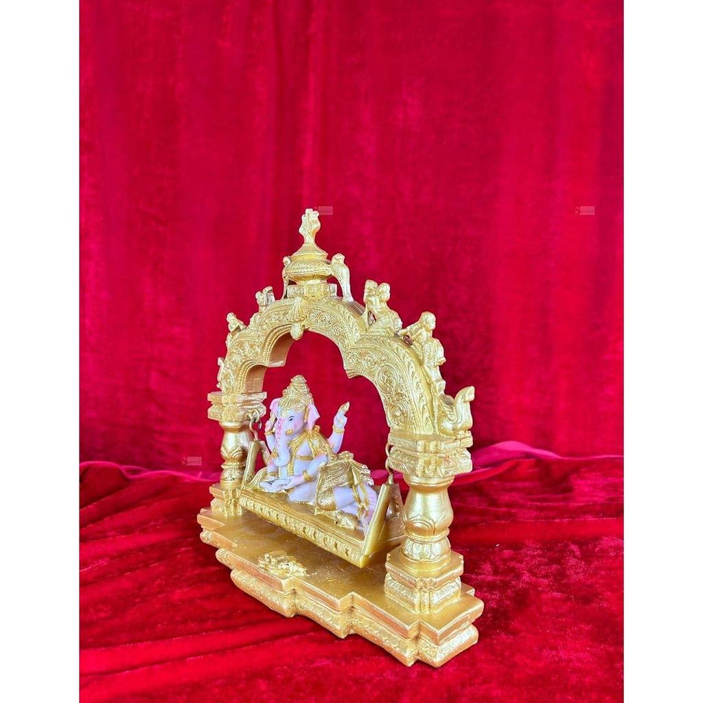 1 Pc Shree Ganesh Ji Sitting On Jhula Idol -Decorative Lord Ganesha Statue & Idols for Home Decor,Office, and Pooja,