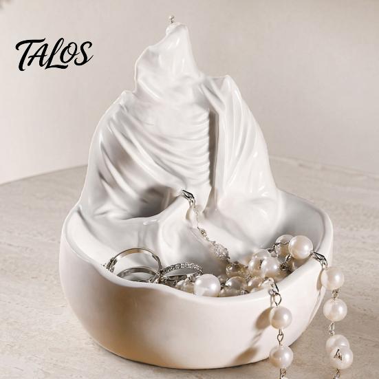 Bedside Jewelry Holder Resin Woman Statue Bowl, Small Trinket Organizer Tray, Decorative Matte Texture Dish Ring for Rings, Earrings, Necklace,