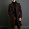 Mittellanger Wollmantel für Herren 2024: Europäischer & Amerikanischer Stil, Schmal geschnittener Anzugkragen, Winter-Windbreaker