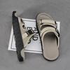Fashion Men's Double Button Canvas Slippers Summer Soft Bottom Flip Flops Anti Slip Men's Beach Sandals