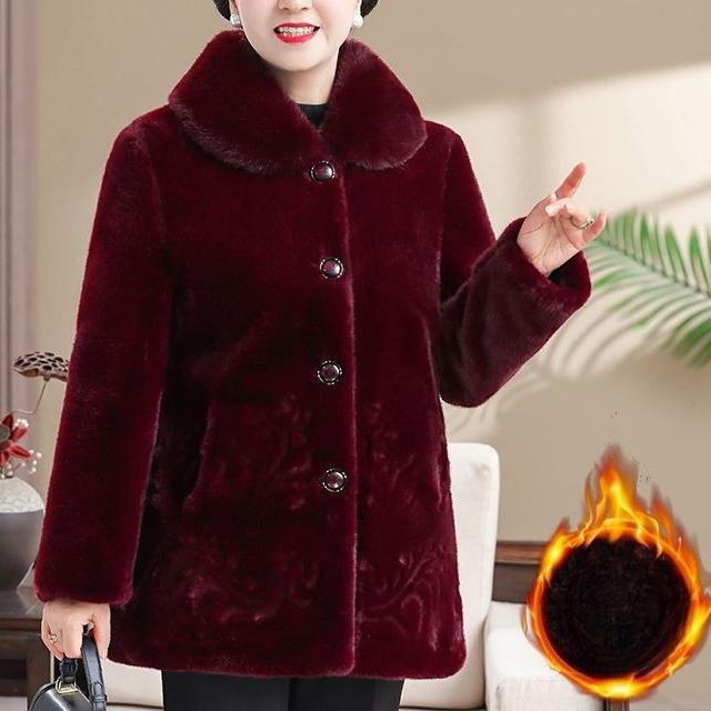 Winter Women's Fleece-Lined Thickened Mink Fleece Fur Coat Plus Size Faux Fur Coat Soft Warm Fluffy Coat