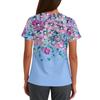 Dames Leuke Stippenprint Werkkleding V-hals Dubbele Laag Zakken Basic Top met Korte Mouwen Pullover