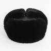 New Winter Men Outdoor Real Mink Fur Bomber Hats Male Super Warm 100% Natural Mink Fur Hat Luxury Man Real Sheepskin Leather Cap