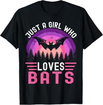 Vintage Fledermaus Nur ein Mädchen, das Fledermäuse liebt Lustige Fledermaus Halloween Geschenk Unisex T-Shirt