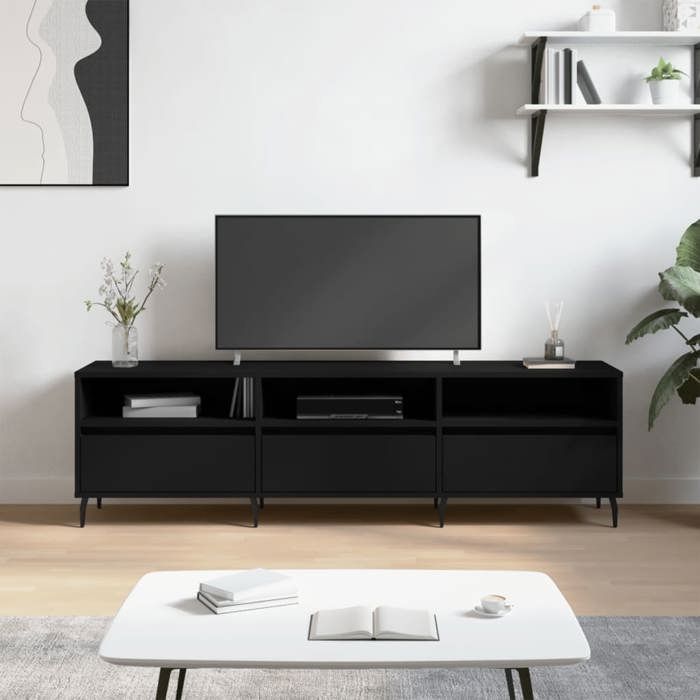 VidaXL Meuble TV noir 150x30x44,5 cm bois d'ingénierie 831293