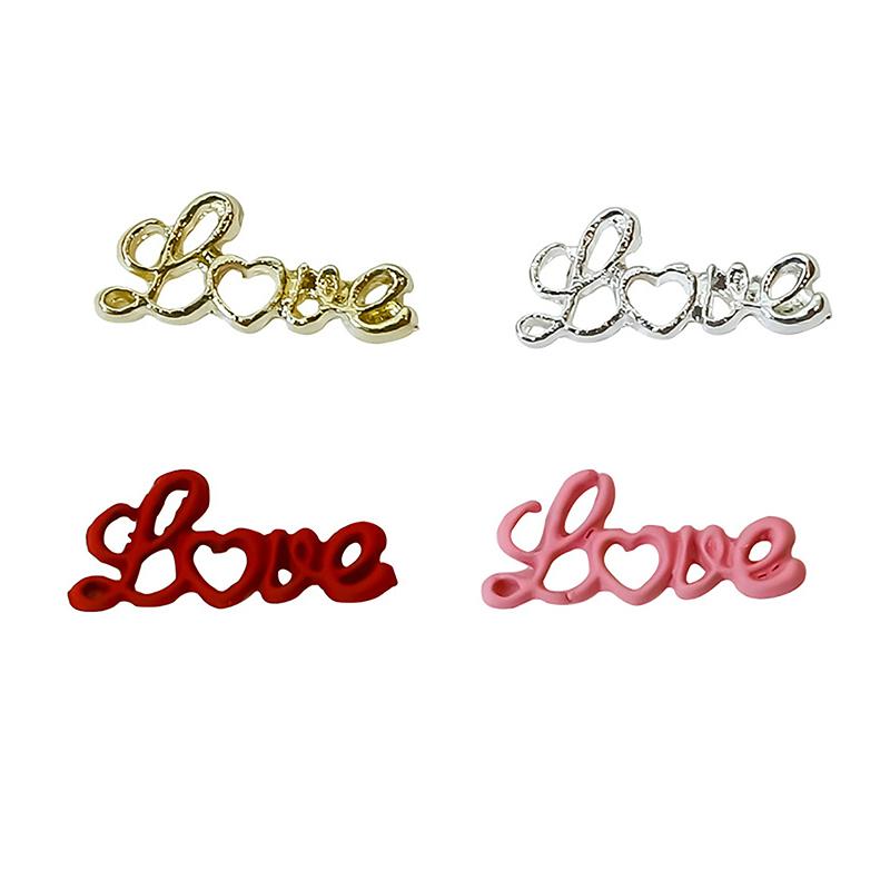 10PCS Metal Love English Letter Nail Art Charms Accessories Supplies Nails Decoration Product Parts Manicure Decor Materials