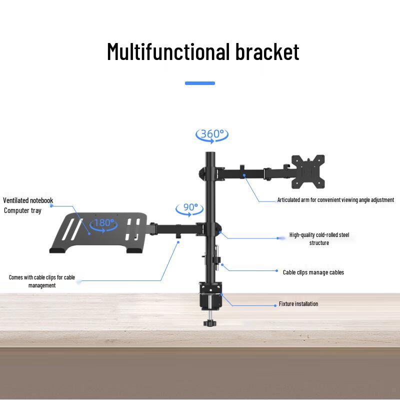 Laptop & Dual Monitor Desk Mount with Wireless Charging