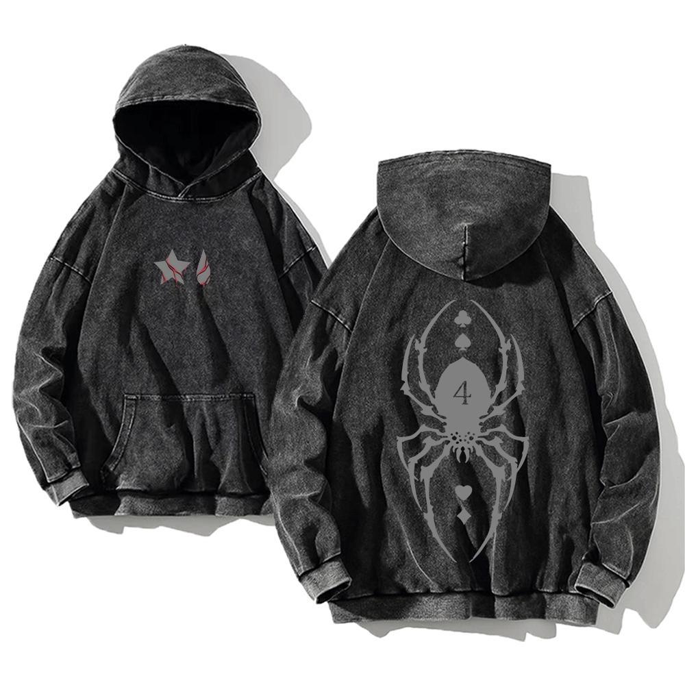 Anime Hunter X Hunter Killua Print Washed Hooded Men Manga Vintage Hoodies Oversized Cotton Sweatshirt Harajuku Male Streetwear