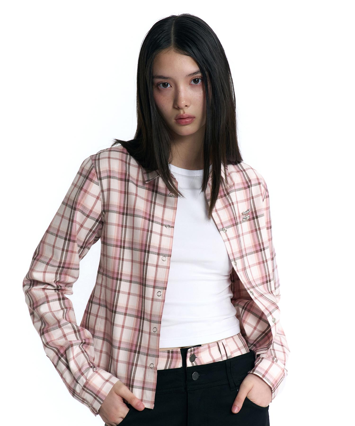 Kirsh Cheek Check Slim Fit Check Shirt [Pink] 1