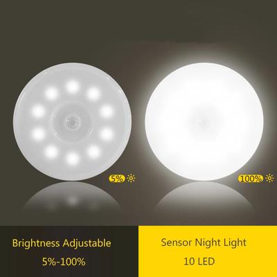 PIR Motion Sensor LED Night Light USB Rechargeable Dimmable Night Lamp for Bedroom Kitchen Cabinet Light Wireless Closet Light