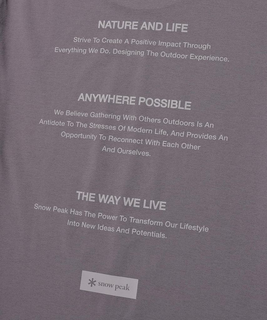 [Snow Peak] Quick-Dry Lettering S/S T-Shirt GS-S26MMTTS18 T-shirt, Short Sleeve, Men's/Women's, Grey/Blue, XL