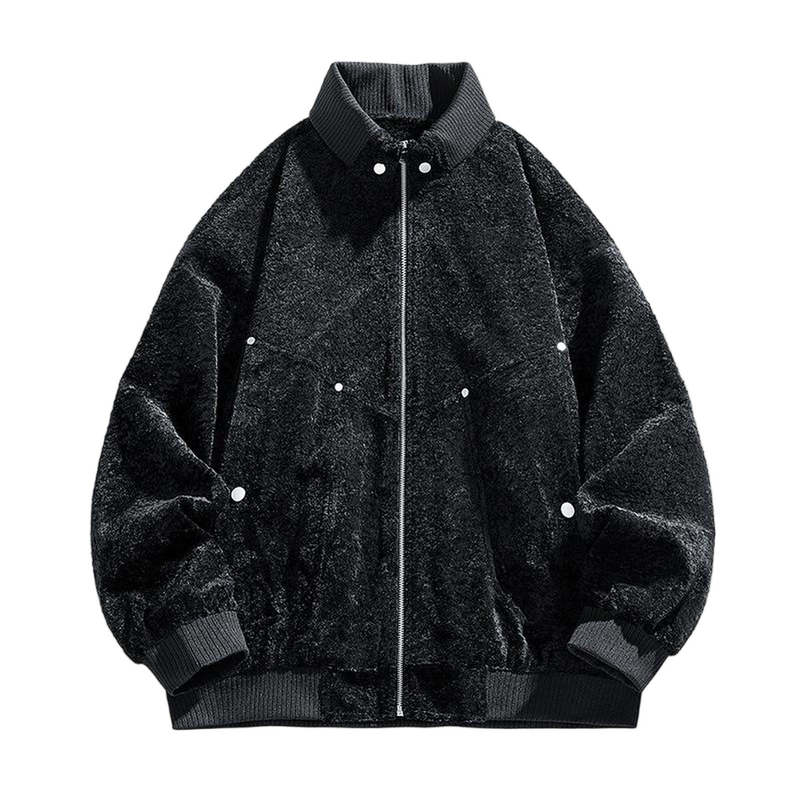 

Мужское бейсбольное пальто большого размера, более свободное, повседневное, пушистая куртка XXL чёрный