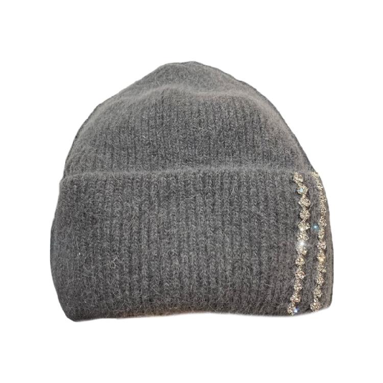 Rhinestones Unisex Hats Outdoor Fuzzy Winter Hat Handmade Protable Hat Suitable for Various Head Size