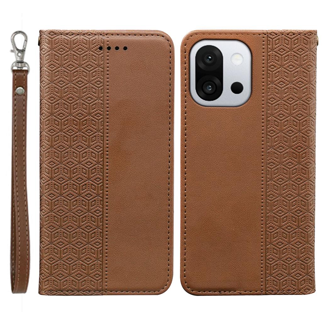 For OnePlus 13T 5G Wallet Phone Case Strong Magnetic Checkered Pattern Imprint Leather Flip Cover