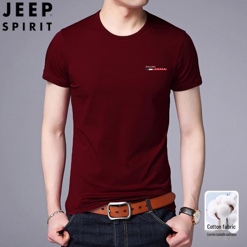 JEEP SPIRIT Men s Round Neck Graphic Cotton T-Shirt XL