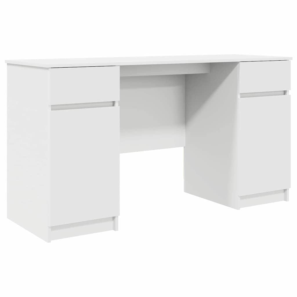 Scrivania Bianca con Cassetti 140 x 49 x 76 cm Truciolato