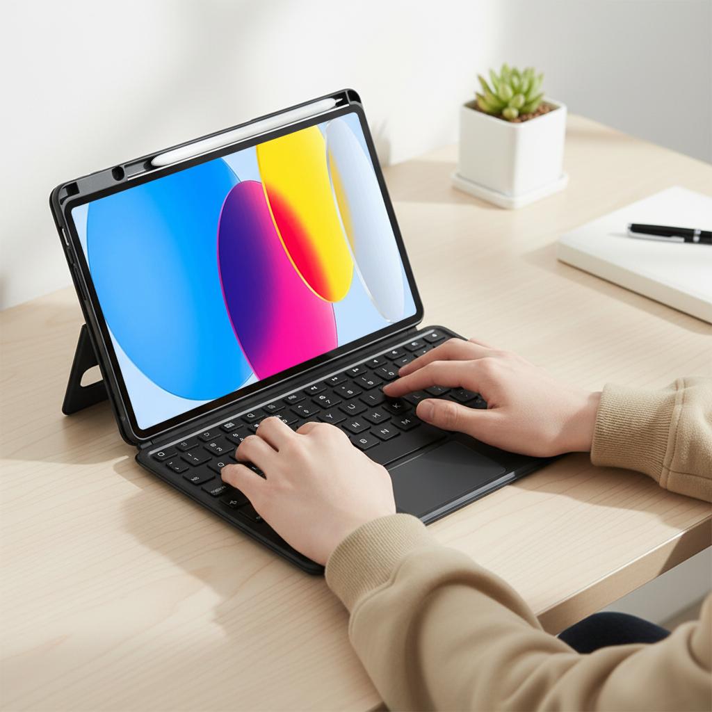 For iPad (A16) 11th Gen 11" Keyboard Case - 7 Color RGB Backlit, Touchpad, Pencil Holder, Slim Stand for School & Work