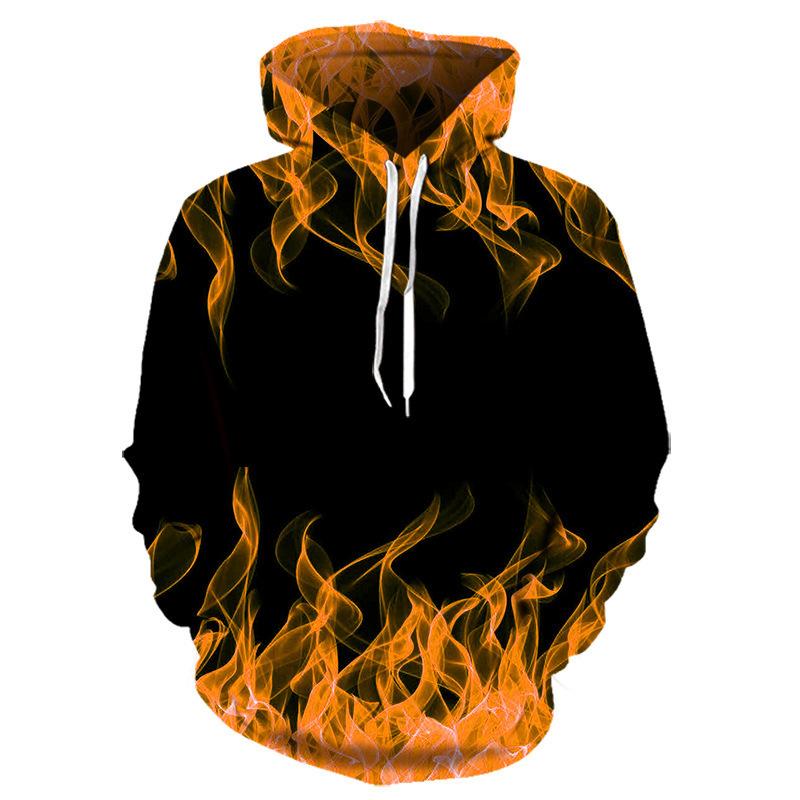 Neuer bunter Flammen-Hoodie, 3D-Digitaldruck, Kapuzenpullover, Sweatshirt, Herbst und Winter, Unisex-Hoodie, Tops, lustige schwarze Hoodies in Übergröße