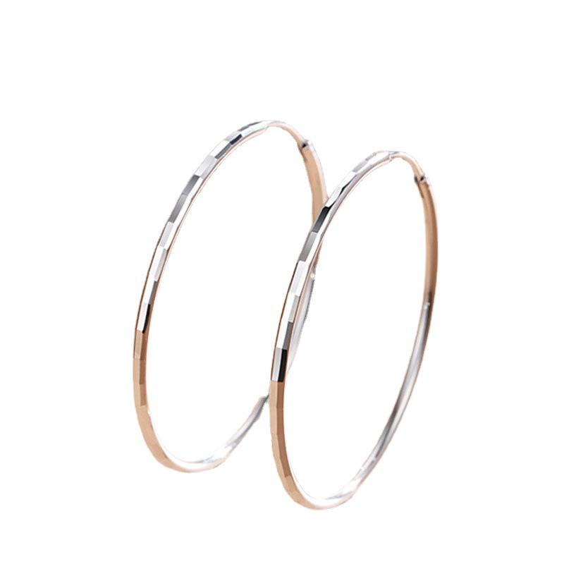 Trendy 2021 Silver Needle Earrings - Korean Style, Large Round Hoop, Bamboo Section