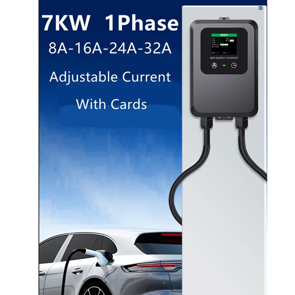 EV Wallbox 5M 7KW 32A Auto Zuhause EV Wallbox Ladestation Elektroauto EV Wallbox Mit 5M Kabel Farbdisplay