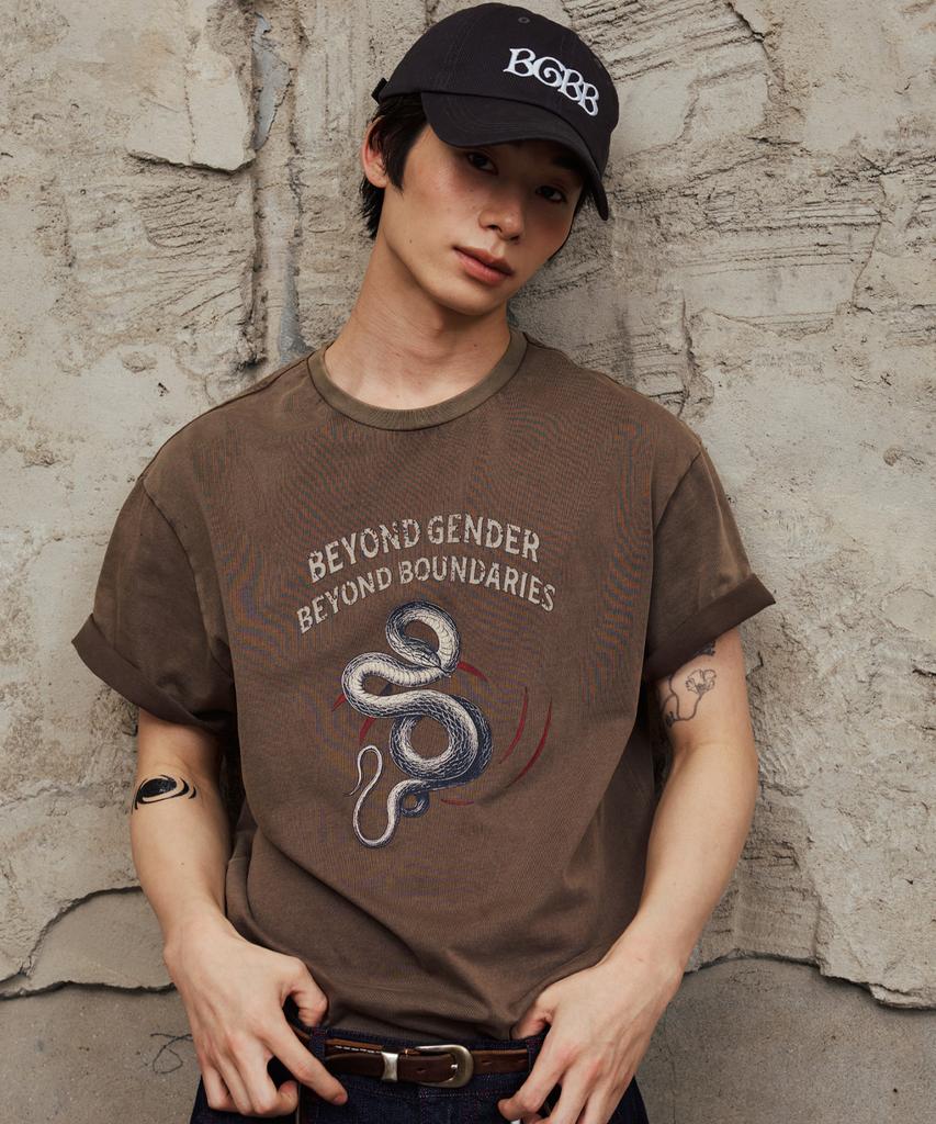 VETEZE Bgbb Snake Garment Dyed Half T (Brown)
