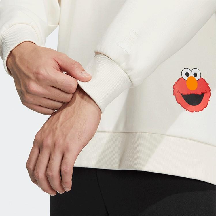 Adidas Neo X Sesame Street Co-Branded Series Thickened Sports Crew Neck Sweatshirt Men Tops Pink White HM7481