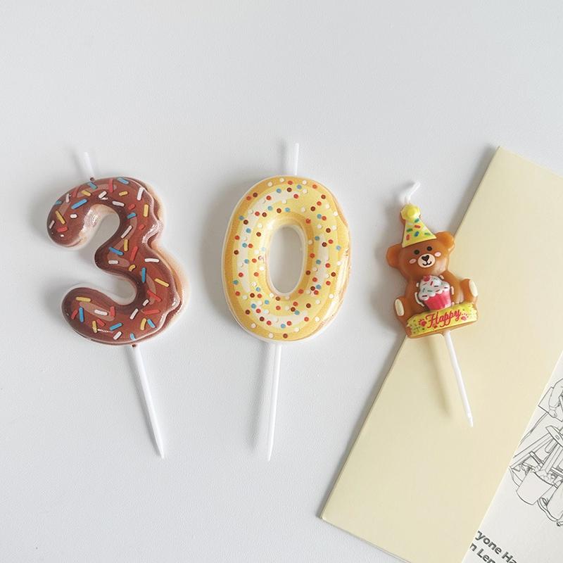 Cute 0-9 Number Candles for Kids Girl Birthday Cake Donut Decor Digital Candle  Cake Topper Wedding Anniversary Party Decor