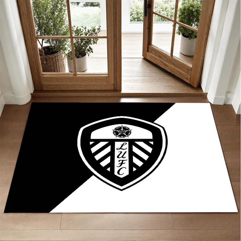 Leeds United Football Design Crystal Velvet Rug Soft Decorative Mat for Bedroom Entrance