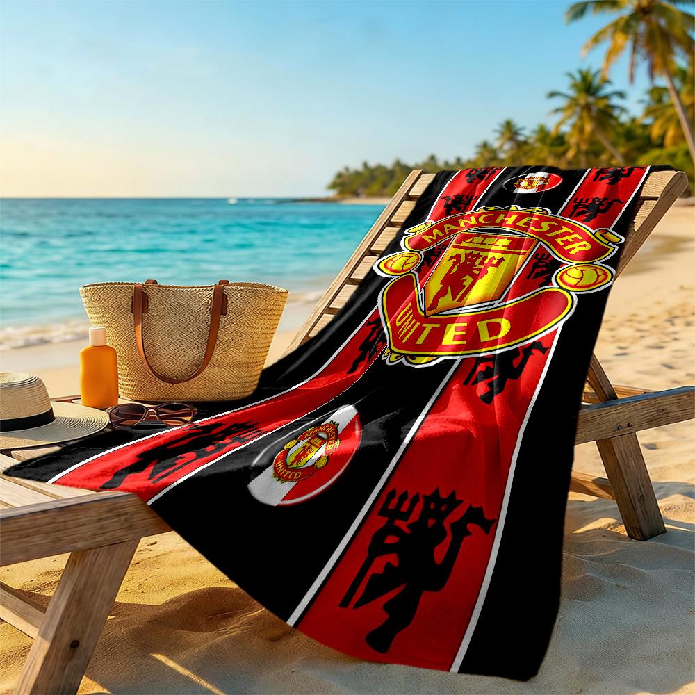 Asciugamano da Spiaggia Logo Manchester United Super Morbido Microfibra Tessuto Quickdry Confortevole Leggero Perfetto per Viaggiare Yoga Campeggio e Nuoto