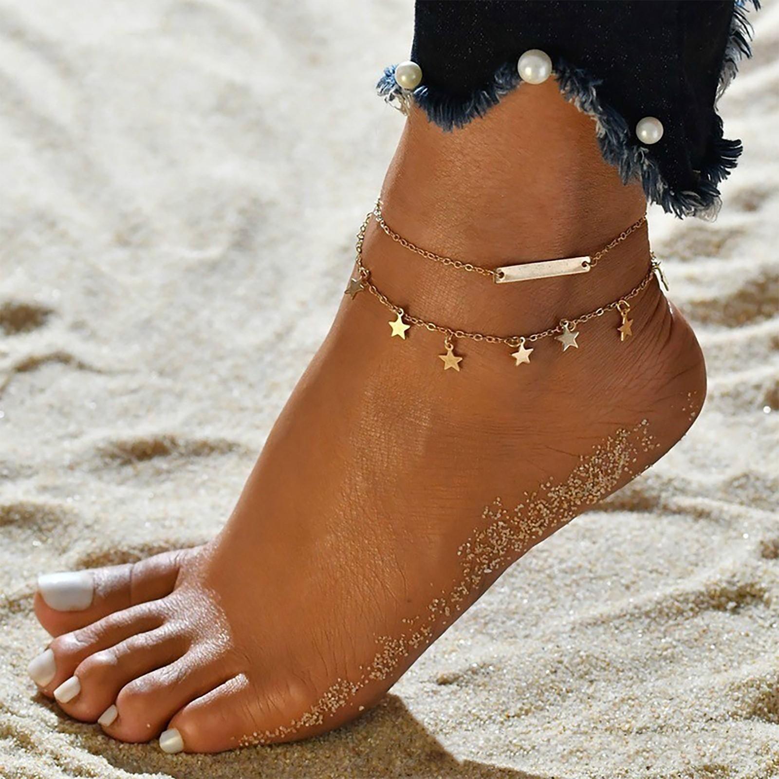 Multilayer Anklet Women s Anklet Shaped Initial Anklet Summer Gift Beach Decorations One Size