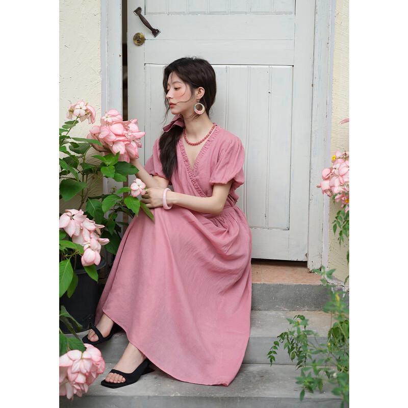 Women's V-Neck Mid-Length Dress