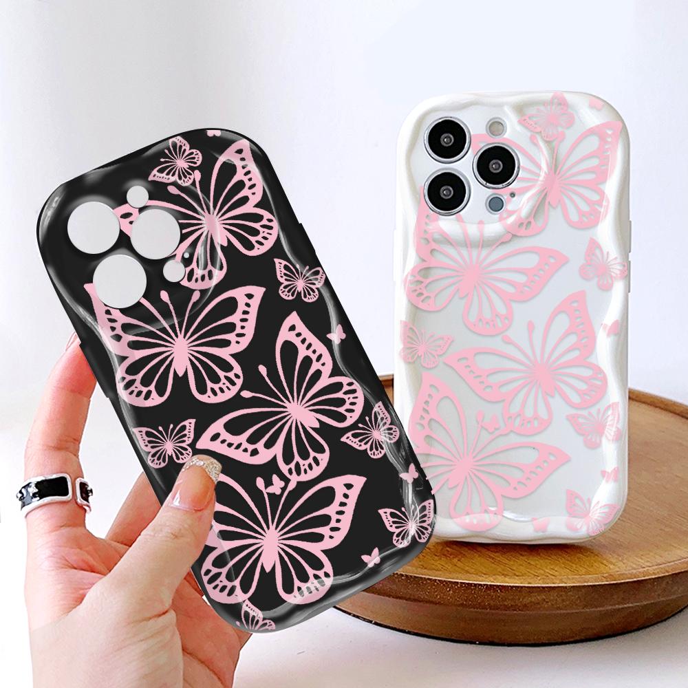 Cartoon Pattern Cream Texture Casing Wavy Edge Soft Silicone Cover Phone Case for IPhone Samsung Huawei Honor Xiaomi Redmi Infinix Tecno