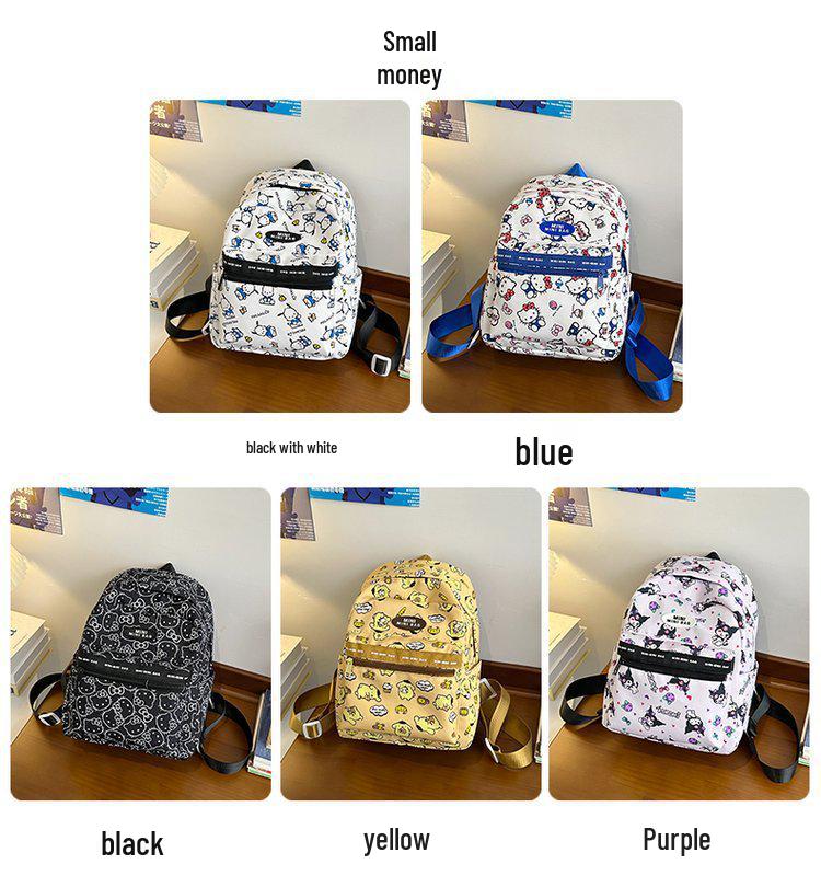 Hello Kitty Double Shoulder Backpack for Students - Cute Cartoon Design for Middle & High School Travel & Campus Outings.