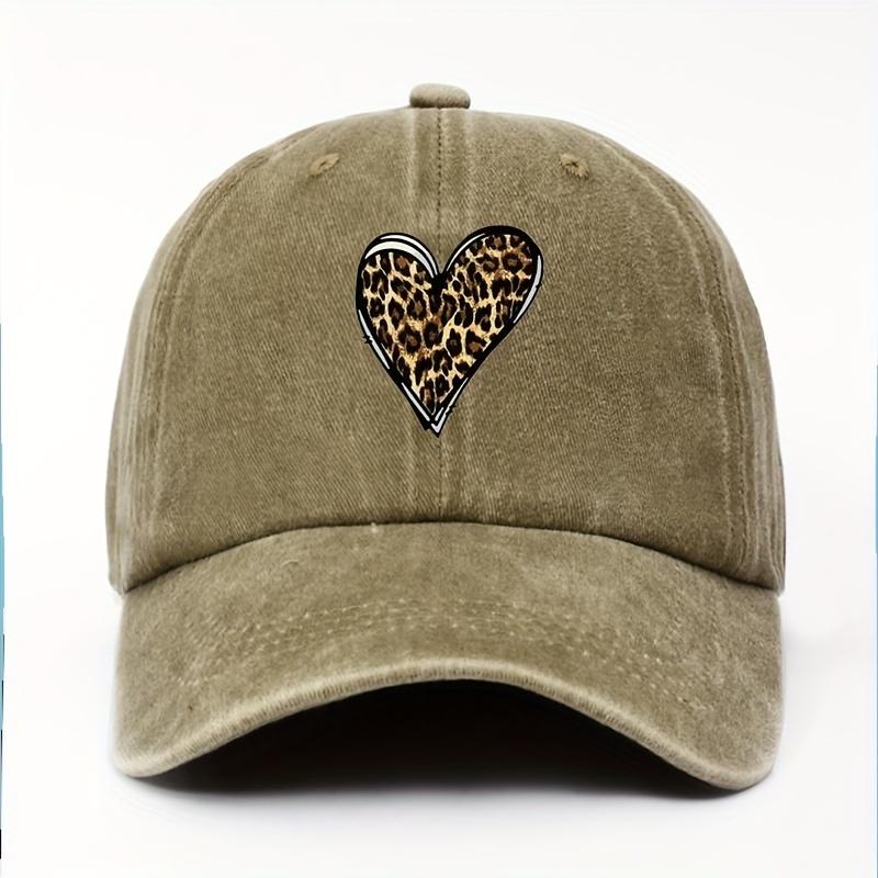 Niedliches Leopardenmuster, herzförmiges Design, geeignet für Freizeitausflüge und Reisen, Sonnenschutzhut