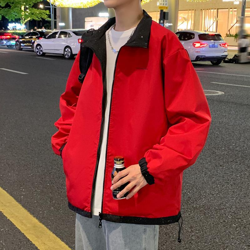 New Autumn Men's and Americans' Personalized Casual Printing Double-sided Lapel Waterproof and Windproof Jacket