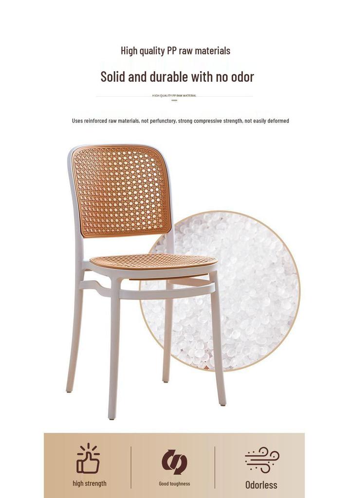 Stylish Rattan-Look Casual Dining Chair – Comfortable Patio or Plastic Chair with Woven Backrest