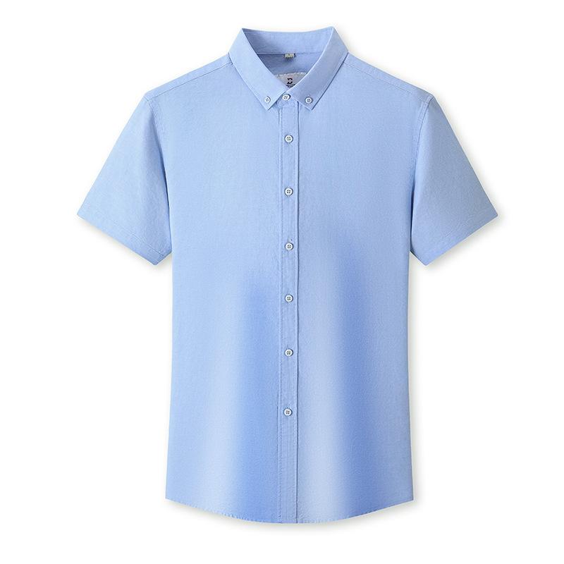 Estate Nuovo Tinta Unita Casual Camicia da Uomo Business Revers Sottile Traspirante Manica Corta Camicia di Cotone da Uomo