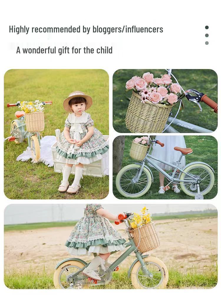 Retro Pastoral Rattan Bicycle & Scooter Basket for Kids