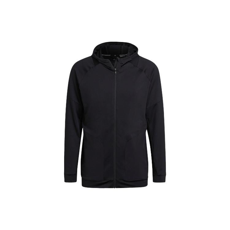 adidas Solid Color Sports Gym Hooded Jacket Black Men s HC4214 L