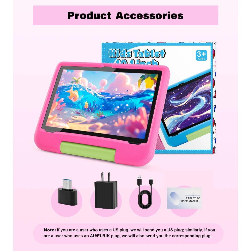 Paitanry Tablet da 10,1 Pollici per Bambini Android 15 8GB RAM 64GB ROM Display HD Tab USB Type-C 5G WIFI 6 Tablet PC Regalo per Bambini