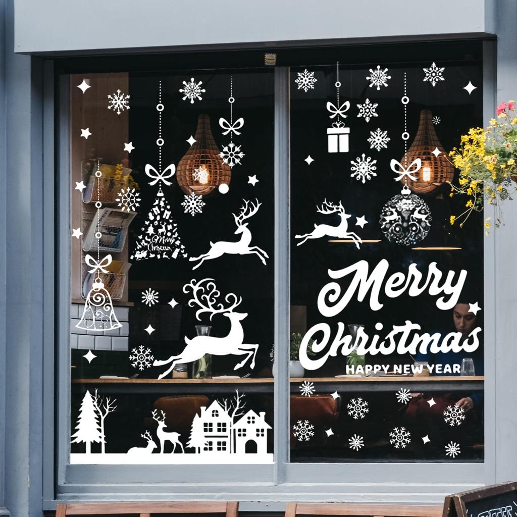 RENEWREVITAL Christmas Decoration Window Winter Static No Christmas Decorations for DIY Christmas and Reindeer of Stickers, Stickers, Adhesive, Glass,