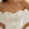 2Pcs/Set Hot Sale Temperament Imitation Pearl Long Chain Necklace for Women Fashion Statement Goth Sweather Link Neck