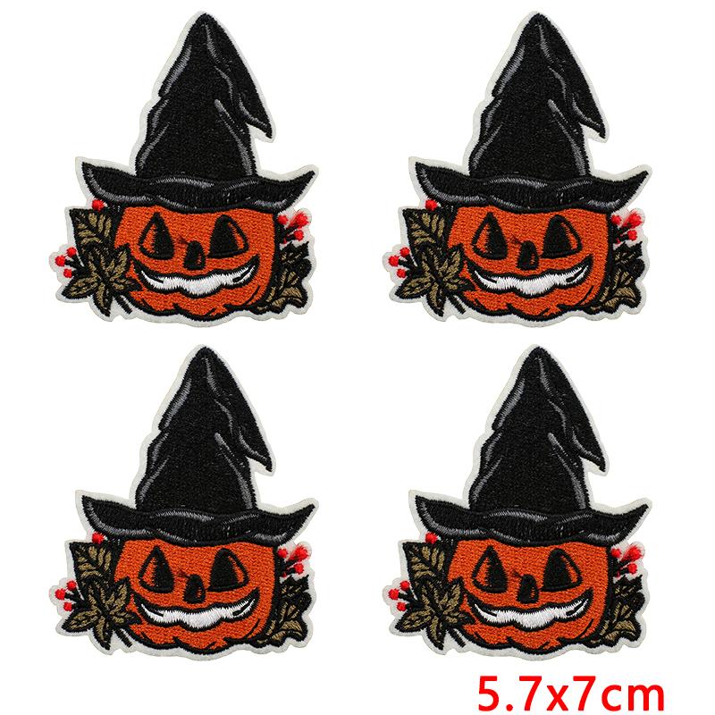 10pcs Lots Horrible Pumpkin Head Iron On Embroidered Patches For Clothes Jackets Hats Sew Cartoon Ghost On Stickers Badges 