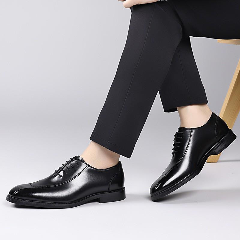 Mens Genuine Leather Oxford Shoes Square Toe Business Casual Dress Office Wedding Formal Events