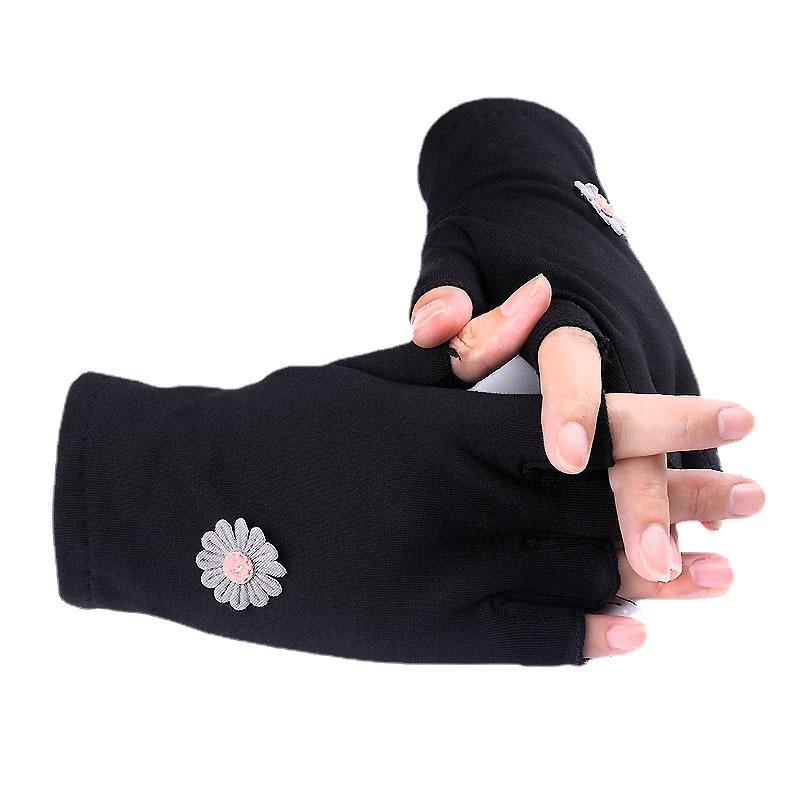Women's Fleece Fingerless Gloves: Korean Style, Warm for Autumn & Winter, Elastic, Perfect for Driving, Cycling, and Dancing.