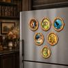 Reusable Magnetic Decals 1/6Pcs Halloween Retro Frame Refrigerator Magnet, Wood Carved Fridge Decor Cabinet Whiteboard Magnet for Home Office Kitchen