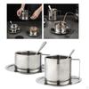 Coffee Cup And Spoon Set Stainless Steel Vietnamese Double Wall Portable Milk