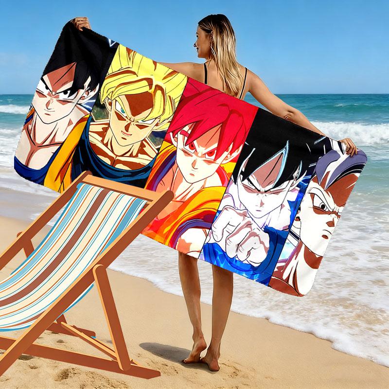 Dragon Ball Print Beach Towel, Large Soft Quick Dry Towel for Beach Camping Swimming