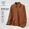 JEANSWEST LIFE Men's Waffle Knit Long Sleeve Polo Shirt