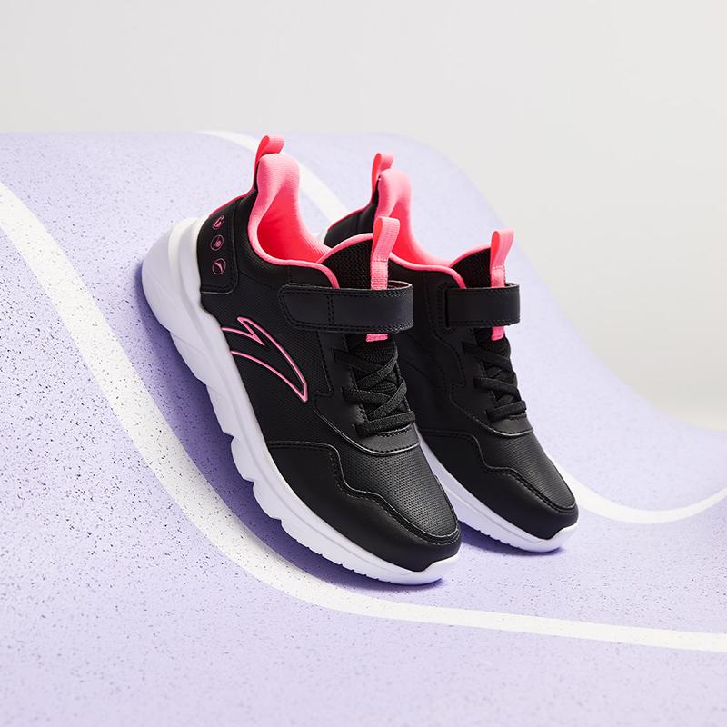 Anta Kids Vitality Trendy Versatile Lightweight Shock Absorption Low-Top Running Shoes Kids Running Shoes Black Pink A22435568-6